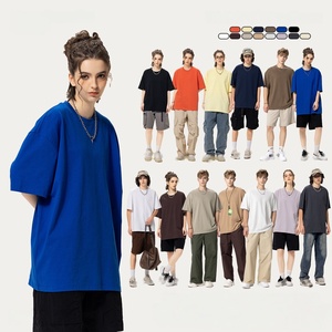 305gsm Thick 100% Cotton Knitted Short Sleeve T-Shirt Prime Quality Custom Logo Heavy <b>Weight</b> Oversized Multi Color Men - Product Image 3