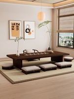 Table basse simple pour la maison, style vintage, en bois massif carbonisé noir, idéale pour les petits espaces, ambiance design haut de gamme