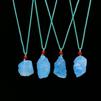 Pendentif en pierre précieuse naturelle aigue-marine polie brillante de haute qualité, prix d'usine, avec option DIY pour cadeaux en cristal