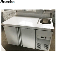 Meja Kerja Pendingin Stainless Steel dengan Pintu Ganda, Pengontrol Digital, dan Fitur Auto Defrost, Kulkas Komersial untuk Minuman Teh Susu