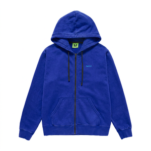 Customized 330g 100% Cotton Sports Fleece Jacket Unisex Summer Zipper <b>Hoodie</b> <b>Plain</b> Blank Hood Casual Anti-Pilling Knitted Fabric - Product Image 3