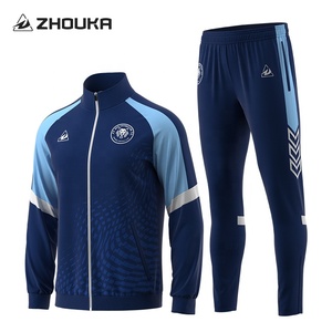 Service OEM, ensembles de vestes de football personnalisées pour l'entraînement universitaire, 100% polyester, fermeture éclair intégrale, style classique rétro, ensembles de survêtements de football pour garçons - Product Image 1