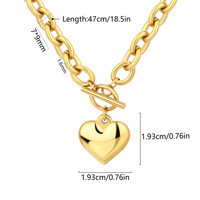 Cadena de Acero Inoxidable Resistente a la Decoloración con Hebilla Chapada en Oro de 18K, Collar con Forma de Corazón, Cadena Cruzada, Collar con Colgante de Corazón para