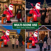 Père Noël géant gonflable personnalisé avec lumière LED, guitare et haut-parleur, figurine gonflable pour la décoration extérieure de Noël dans la cour