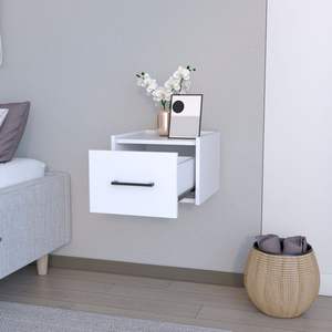 DB Modern White MDF <b>Floating</b> <b>Nightstand</b> Assembled Bedroom Furniture for Home or Hospital for Living Room Bedroom Calion Style - Product Image 5