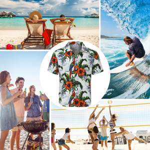 Sublimazione personalizzata stampa digitale da uomo stile Aloha manica con stampa floreale camicie hawaiane camicie da spiaggia floreali Casual camicia Hawaii - Product Image 5