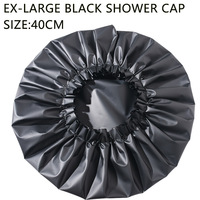 Satin noir Extra Large femmes monocouche décontracté quatre saisons élastique EVA bonnet de douche étanche