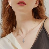 Bijoux en gros 925 argent sterling plaqué rhodium noeud de sorcière pierre de lune noeud celtique pendentif collier