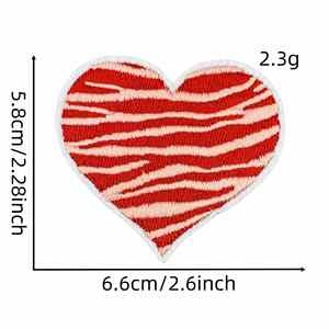 New Iron on Embroidered <b>Red</b> Checkered Heart Patch for Hat Hoodies Decoration - Product Image 4