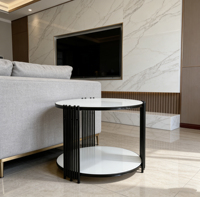 Table basse ronde noire de designers nordiques tendance pour salon, table d'appoint en céramique blanche