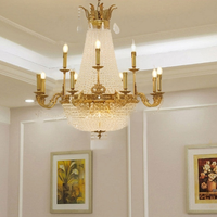 Lustre en cristal antique en laiton de luxe, éclairage de décoration intérieure, luminaire suspendu de qualité pour usage intérieur