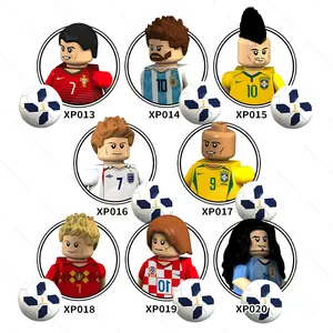 ของเล่นบล็อกตัวต่อขนาดเล็กสำหรับผู้เล่นฟุตบอลเวิลด์คัพใหม่ผู้เล่นฟุตบอล meissi Neymar modric cavani beckham