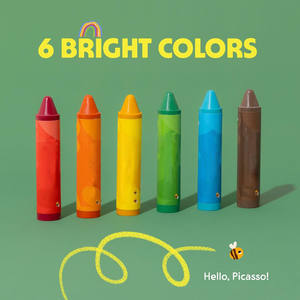 슈퍼 점보 크레용 (6팩) 100% 순수 밀랍 무독성 친환경 유아용 1-3세 초대형 손쉬운 그림 그리기 - Product Image 3