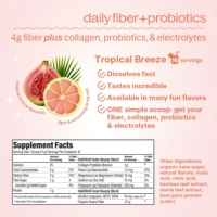 Poudre probiotique quotidienne à la fibre, au collagène et aux électrolytes, favorisant la digestion, l’éclat de la peau