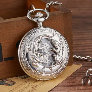 Orologio da Tasca Meccanico Steampunk Scheletrato da Uomo e Donna, Lusso Antico, con Collana e Catena, Orologio da Polso Maschile e Femminile - Product Image 3