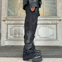 DiZNEW Jeans Pantalons pour hommes avec patch en cuir personnalisé imprimé Baggy Jeans ajustés pour hommes avec design