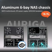 Enclosure NAS MicroATX Mid Tower Ringkas 18.9L 6-Bay Hot-Swappable HDD dengan Cangkang Aluminium Alloy 2mm untuk Usaha Kecil