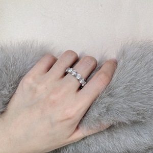 Conjunto de anillos de boda románticos de moda Plata de Ley 925 con anillo de eternidad chapado en rodio de circonita de corte redondo - Product Image 6