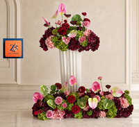 Bouquet de mariée de luxe en soie artificielle rouge bordeaux, arrangement d'hortensias pour allée, fleurs de mariage, fournitures de fête, centres de table
