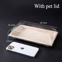 Boîte à sushi jetable imperméable et portable avec couvercle transparent pour la présentation de sashimi frais, boîte à emporter rectangulaire en papier kraft
