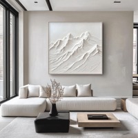 Peinture à l'huile 3D Montagne Blanche sur Toile de Haute Qualité, Art Abstrait Texturé, Cadre Personnalisé, Taille Personnalisable, Décoration Murale Wabi-Sabi