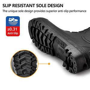 حذاء مطر مطاطي برقبة من البولي فنيل كلوريد غطاء معدني للقدم مقاوم للماء لون رمادي حذاء مطر eva للعمل - Product Image 4