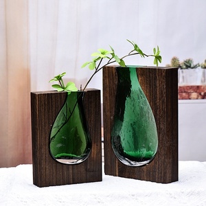 <span class=keywords><strong>Vase</strong></span> moderne <span class=keywords><strong>en</strong></span> <span class=keywords><strong>bois</strong></span> de style nordique avec verre transparent pour la maison, l'hôtel, la salle de réunion - Product Image 1