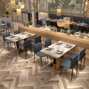 Ensemble table et chaises carrées <span class=keywords><strong>en</strong></span> marbre blanc de luxe moderne pour McDonald's, café commercial, mobilier de restaurant personnalisé, design <span class=keywords><strong>en</strong></span> bois - Product Image 6