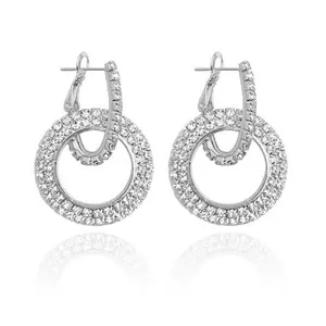 Korean Fashion High quality zircon statement crystal earings colored hoop earrings for women 2024