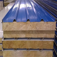 Panneau sandwich en laine de roche, acier coloré, ignifuge, matériau d'isolation thermique pour les chambres froides et les murs