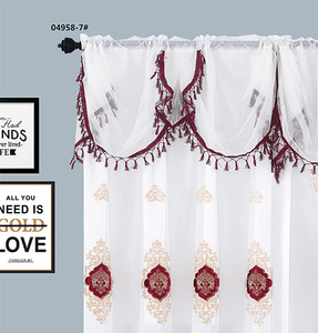 Fancy Flannel Khâu Thêu Rèm Với Đính Kèm Valance Và Chất Lượng Sheer Chấp Nhận Thiết Kế Hoa Văn Cho Nhà - Product Image 3