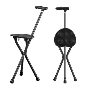 Aluminum Alloy Cane Chair With Seat Foldable Three Legged <b>Stool</b> For Elderly Mobility Support - Product Image 1