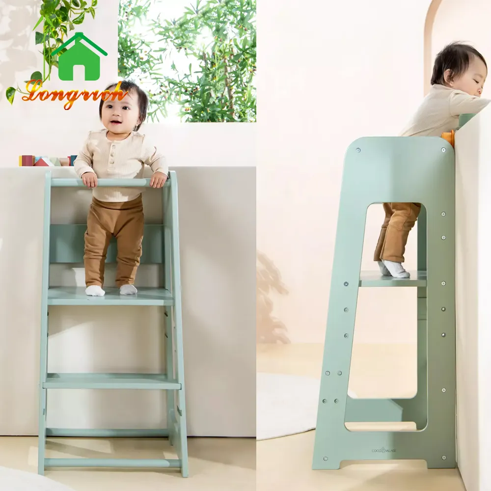 Montessori foldable Wooden Toddler Kitchen Helper stool rainbow tower kids learning toy Foldable Learning Tower