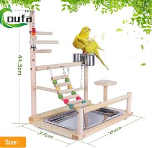 <span class=keywords><strong>Pet</strong></span> papağan ahşap kuş interaktif oyun <span class=keywords><strong>stand</strong></span>ı oyun alanı oyuncak kuş levrek spor oyun parkı merdiven besleyici bardaklar ile - Product Image 2