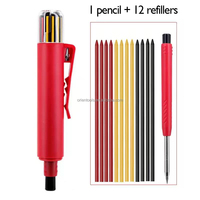 Ensemble de crayons marqueurs pour charpentier (graphite) à usage professionnel, toutes surfaces, avec recharges