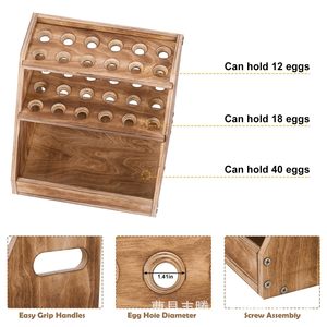 <b>Wooden</b> Egg Storage <b>Rack</b> 2 Tier Multi Layer Kitchen Countertop Organizer For Eggs And Produce - Product Image 5