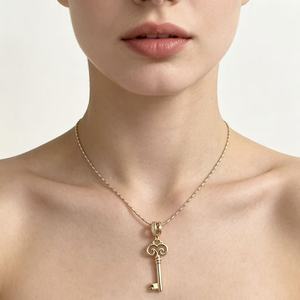 Collar de cadena fina chapado en oro de 18 quilates al por mayor con colgante de corazón hueco de circonita y candado de corazón, joyería delicada para mujer - Product Image 3