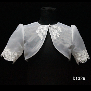 D1329 Chal infantil <span class=keywords><strong>de</strong></span> encaje blanco con cuentas para boda, capa para <span class=keywords><strong>vestidos</strong></span> <span class=keywords><strong>de</strong></span> novia, chaqueta - Product Image 3
