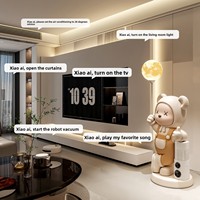 Lampe lunaire 16 couleurs en résine, style moderne minimaliste, motif Ours grincheux, pour décoration de salon, grand meuble TV sur pied avec haut-parleur