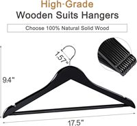 Cintre en bois noir de qualité supérieure, robuste, pour vêtements (haut et bas)