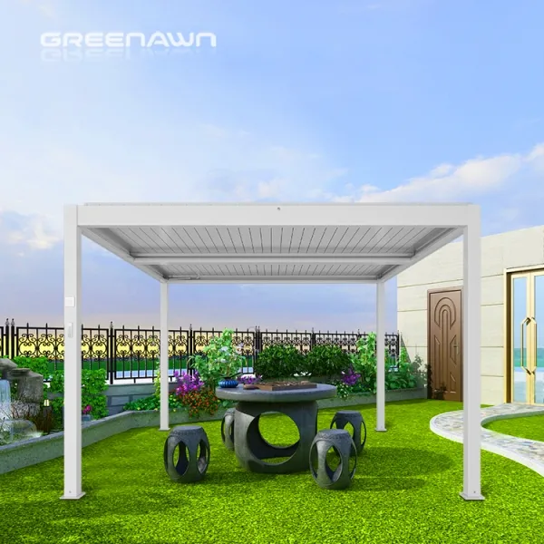 강한 Bioclimatic 알루미늄 Pergola 가격 맞춤형 블레이드 프로파일 방수 Sunroom Alfresco Pergola 루브르