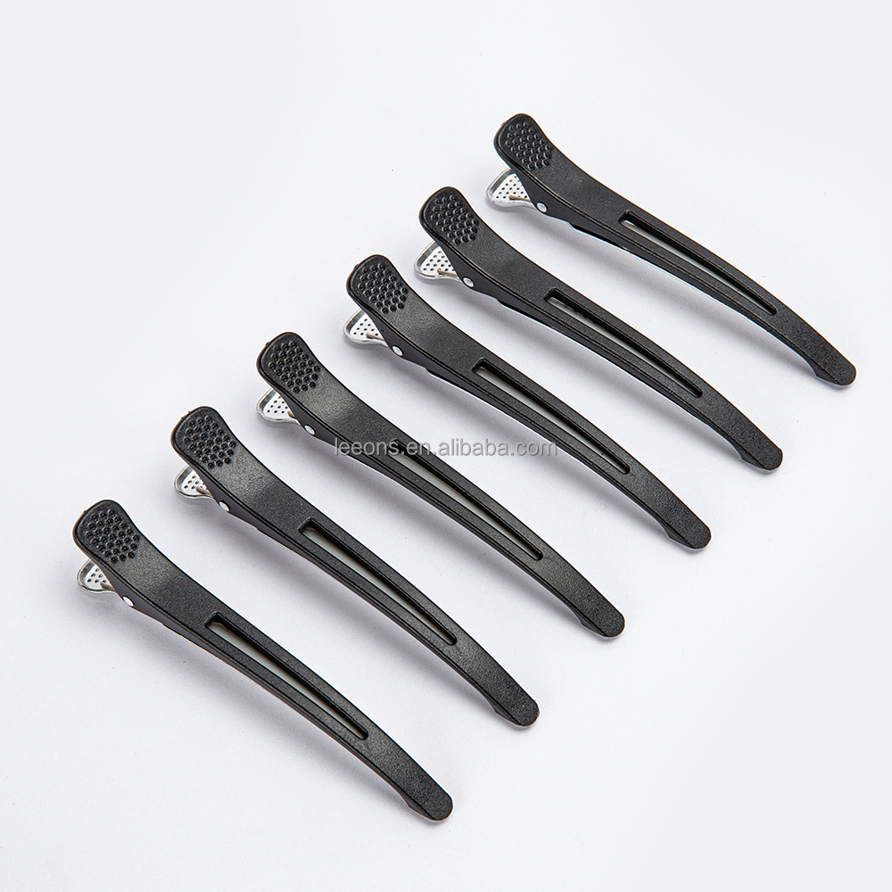 Черные зажимы для укладки волос, 6 шт./компл., плоские резиновые зажимы для волос, профессиональные аксессуары для парикмахерской