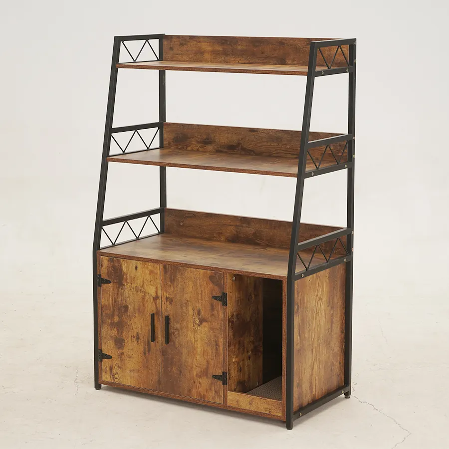 Furniture Bookshelf Industrial Bookcase Wooden Metal Frame