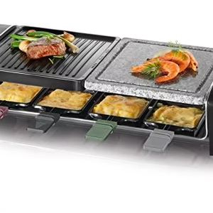 SEVERIN <span class=keywords><strong>Raclette</strong></span> Grill Plaque en Pierre Naturelle Amovible Antiadhésive Gril de Table pour <span class=keywords><strong>8</strong></span> <span class=keywords><strong>Personnes</strong></span> 1400W Acier Inoxydable/Noir - Product Image 1