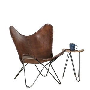 Fauteuil pouf moderne en cuir véritable pour salon, avec housse amovible, idéal pour adolescents et enfants, chambre, bureau, salle à manger - Product Image 1