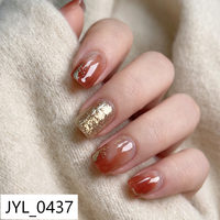 24 faux ongles à presser de qualité salon, design demi-couverture, rose doré dégradé, effet irisé, pour femmes
