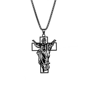 Cruz Jesús Vintage Hip-Hop Acero inoxidable crucifijo moda colgante hueco nicho titanio acero Collar para hombres al por mayor - Product Image 6