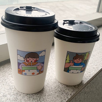 Gobelet à café jetable, gobelet en papier pour thé au lait, épaissi avec couvercle, gobelet à boisson chaude à emporter, pour usage commercial