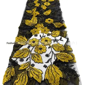 Eco-Friendly Beaded Tube Lace Floral <strong>Fabric</strong> for High-End Wedding Evening &amp; Ball Gown Dresses Fresh &amp; Elegant - Product Image 6