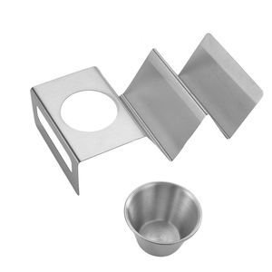 Grosir Stainless Steel Taco pemegang Taco rak berdiri piring dengan cangkir - Product Image 4